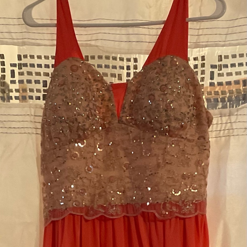 Size 16 salmon colored Mother of the Bride dress.